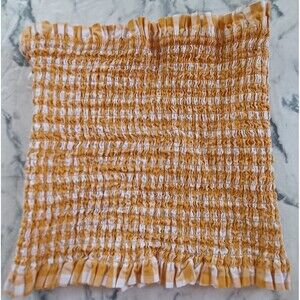 Heart & Hips‎ Sz Small Smocked Tube Top Yellow Gingham 100% Cotton Festival Y2K